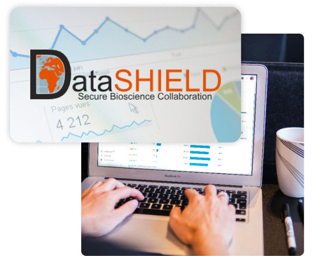 data shield logo in front of a computer screen