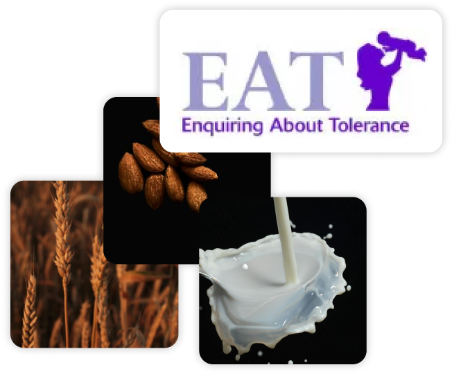 wheat, nuts and dairy collage with EAT logo