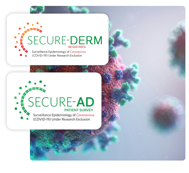 secure derm and secure ad logos on covid image background